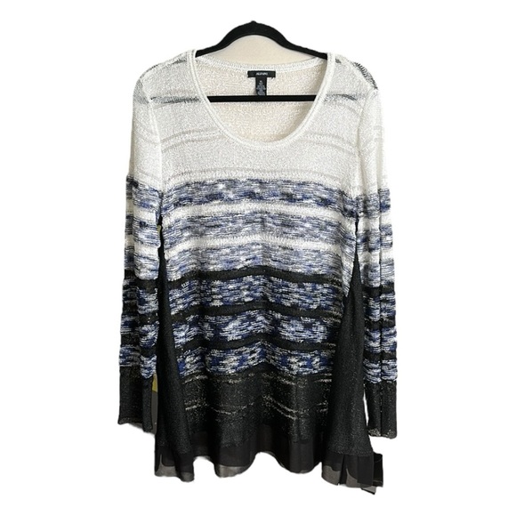 ALFANI Lightweight Ombre Stripe Semi-Sheer Sweater Tunic Sequined Chic Casual XL - Picture 1 of 14